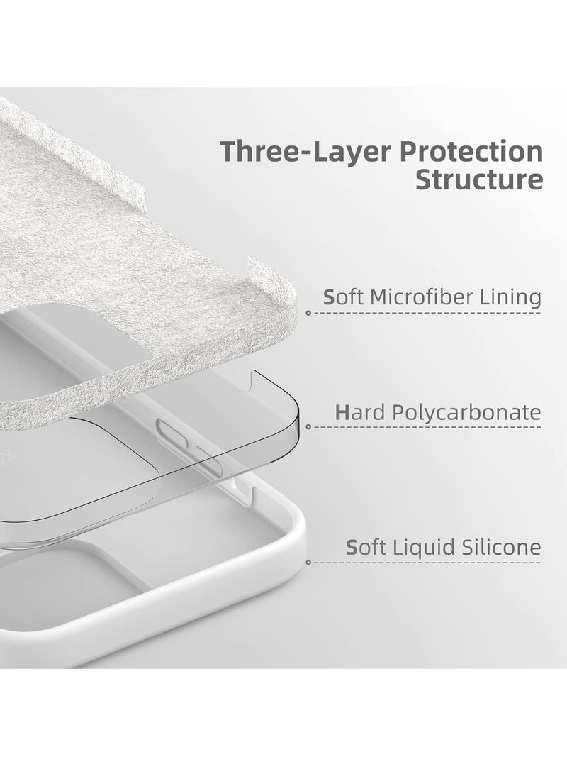 ELTRAZONE Liquid Silicone Gel Rubber Case for iPhone 14 Pro Max 6.7" - White, Full Body Shockproof Protective Cover - Image 3