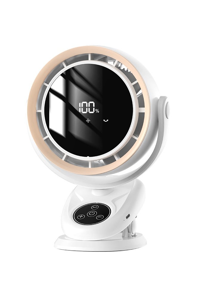 Generic 100 Speed Clip Fan, Portable High Speed Circulating Table Fan with Smart Display and Large Capacity Battery, Ultra-Quiet Air Circulator, 720° Oscillation Desk Fan for Home Office Bedroom Camping and Travel (F7 White)  - Image 1