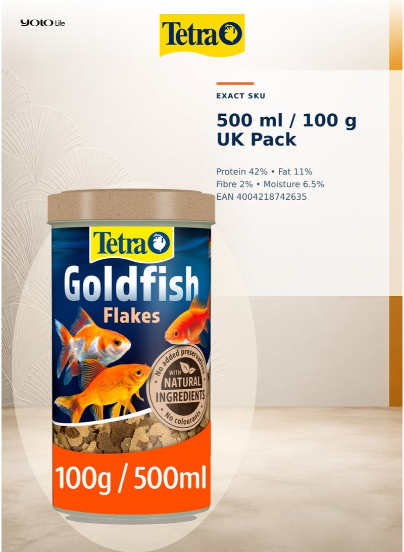 تترا Tetra Goldfish Flakes (TetraFin) 500 مل، 100 جم طعام أسماك لحوض السمك، غذاء رقائق كامل متوازن لجميع الأسماك الذهبية، رقائق تطفو طويلاً وتغوص ببطء، بروتين 42% - Image 3