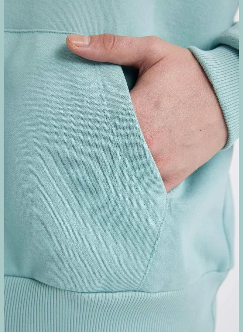DeFacto Man Oversize Fit Hooded Long Sleeve Knitted Sweatshirt