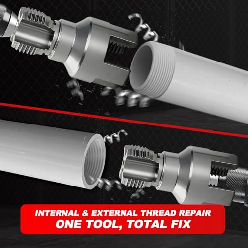 ACIRNS 2PCS Pipe Threading Tool, 1/2" & 3/4" Dual-Function Internal & External Pipe Threader Kit, Alloy Steel Thread Cutting Tool for Water Pipes, Electric Drill Compatible, Fast DIY Plumbing Solution - Image 4