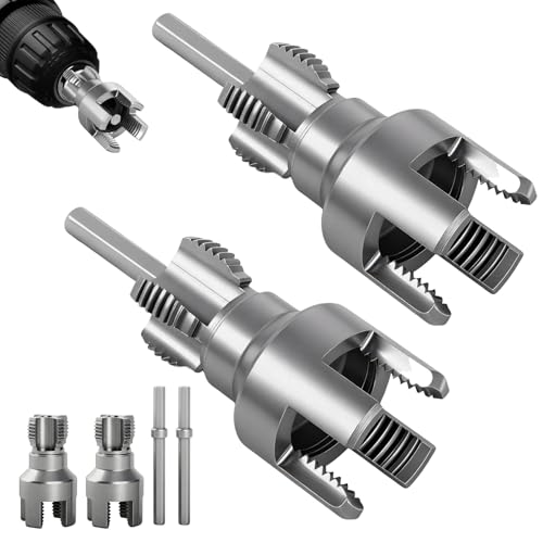 ACIRNS 2PCS Pipe Threading Tool, 1/2" & 3/4" Dual-Function Internal & External Pipe Threader Kit, Alloy Steel Thread Cutting Tool for Water Pipes, Electric Drill Compatible, Fast DIY Plumbing Solution - Image 1