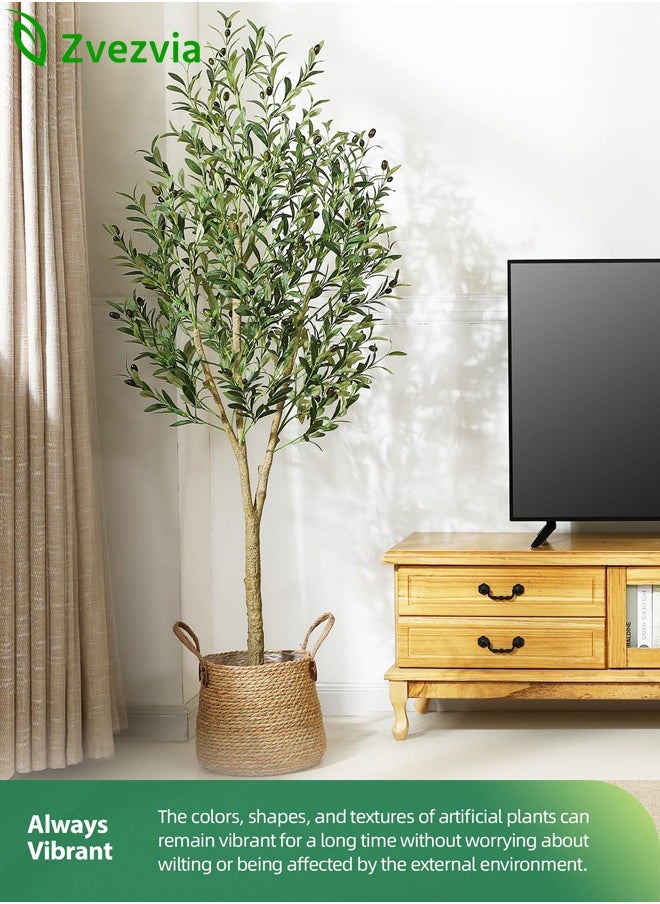 Zvezvia - Artificial Olive Tree Plant, 6 Feet Faux Topiary Silk Tree in Pot – Perfect for Indoor & Outdoor Decor, Home, Office, Garden, and Housewarming Gifts - Image 1