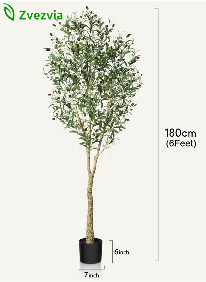 Zvezvia - Artificial Olive Tree Plant, 6 Feet Faux Topiary Silk Tree in Pot – Perfect for Indoor & Outdoor Decor, Home, Office, Garden, and Housewarming Gifts - Image 1