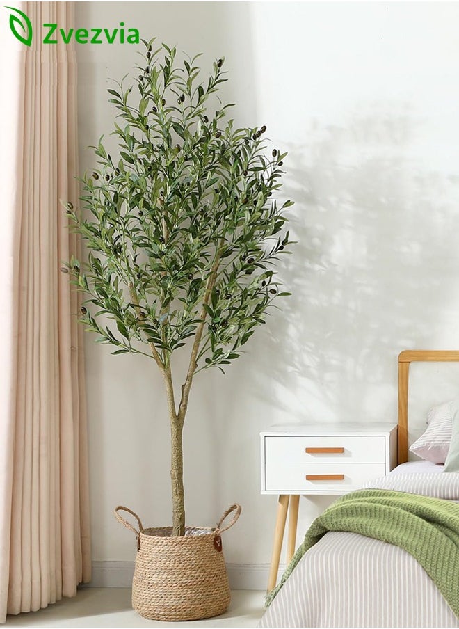 Zvezvia - Artificial Olive Tree Plant, 6 Feet Faux Topiary Silk Tree in Pot – Perfect for Indoor & Outdoor Decor, Home, Office, Garden, and Housewarming Gifts - Image 1