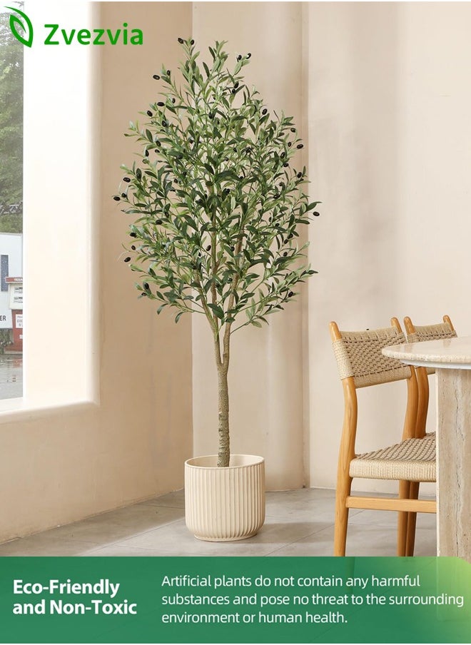 Zvezvia - Artificial Olive Tree Plant, 6 Feet Faux Topiary Silk Tree in Pot – Perfect for Indoor & Outdoor Decor, Home, Office, Garden, and Housewarming Gifts - Image 1