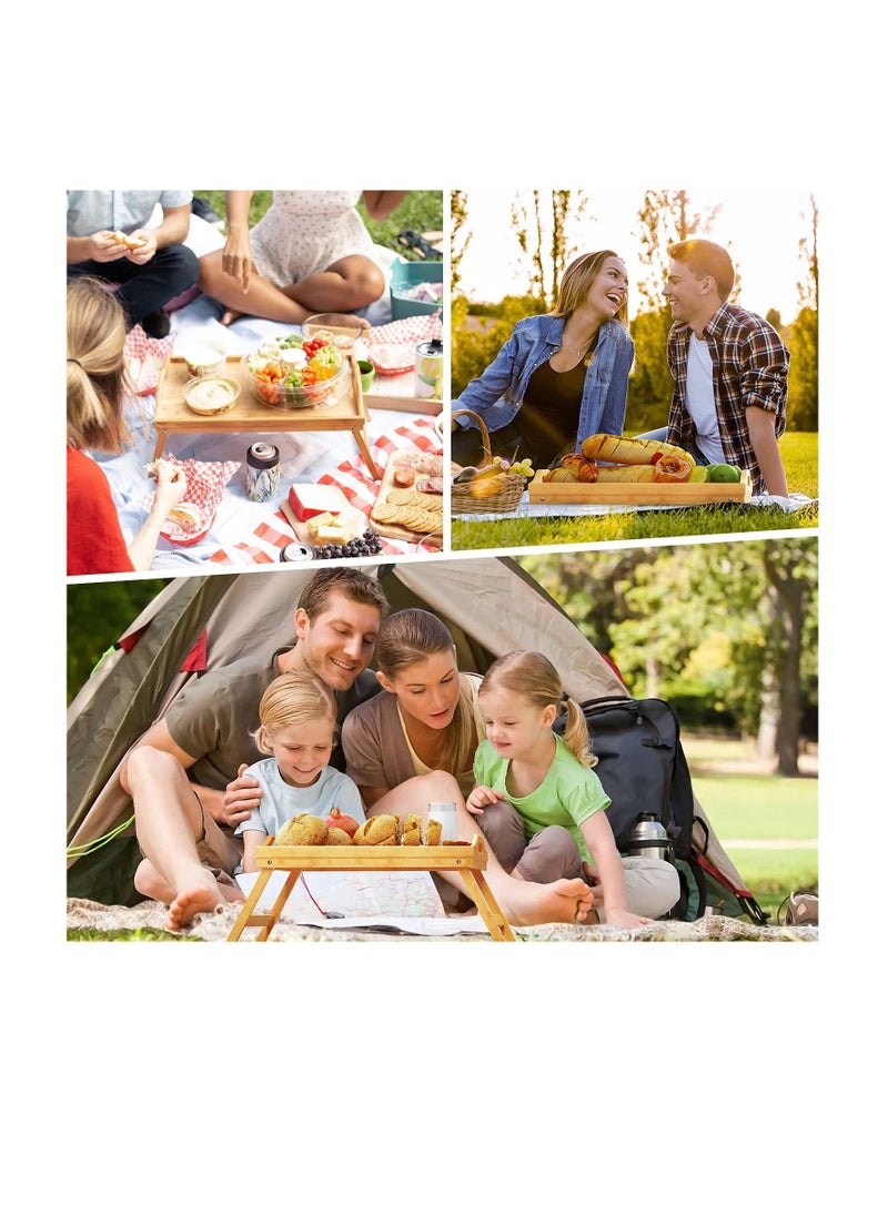 CityRiya-Long - 2 Pack Bed Trays, Serving Trays,  Bed Table for Eating, Bed Table Tray with Folding Legs, Bamboo Breakfast in Bed Tray, Food Trays Fits for Adult Kids Eating Snack and Laptops TV - Image 1