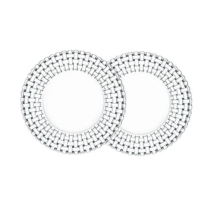 Nachtmann Bossa Nova Collection Set of 2 Dinner plates | Crystal Glass Salad, Pasta, and Appetizer Plates 10.5 Inch Clear Dinnerware | Dishwasher Safe