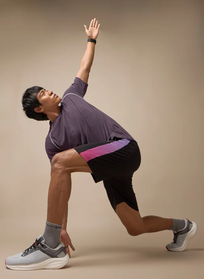 Cult Men Muscle Flex Purple Comfortech T-Shirt