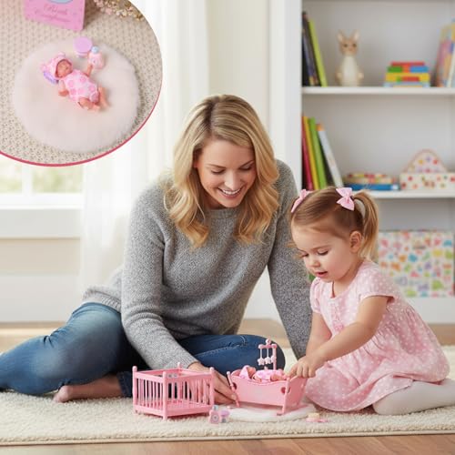 BABESIDE Mini Silicone Baby Doll 3 Inch Realistic Reborn Baby Dolls Silicone Full Body Newborn Sleeping Little Mini Real Life Baby Dolls Girl Portable Miniature Baby Doll with Accessories Playset - Image 5