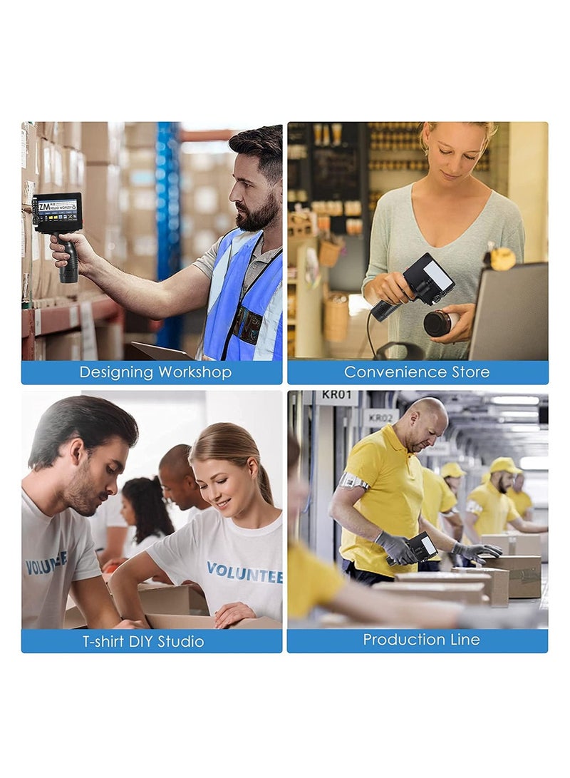 SYOSI طابعة نفث الحبر المحمولة بشاشة تعمل باللمس HD بحجم 4.3 إنش، (100 لغة) طابعة نفث الحبر المحمولة بسرعة جفاف الحبر طابعة نفث الحبر المدمجة طابعة نفث الحبر عالية الدقة مع خرطوشة الحبر - Image 5