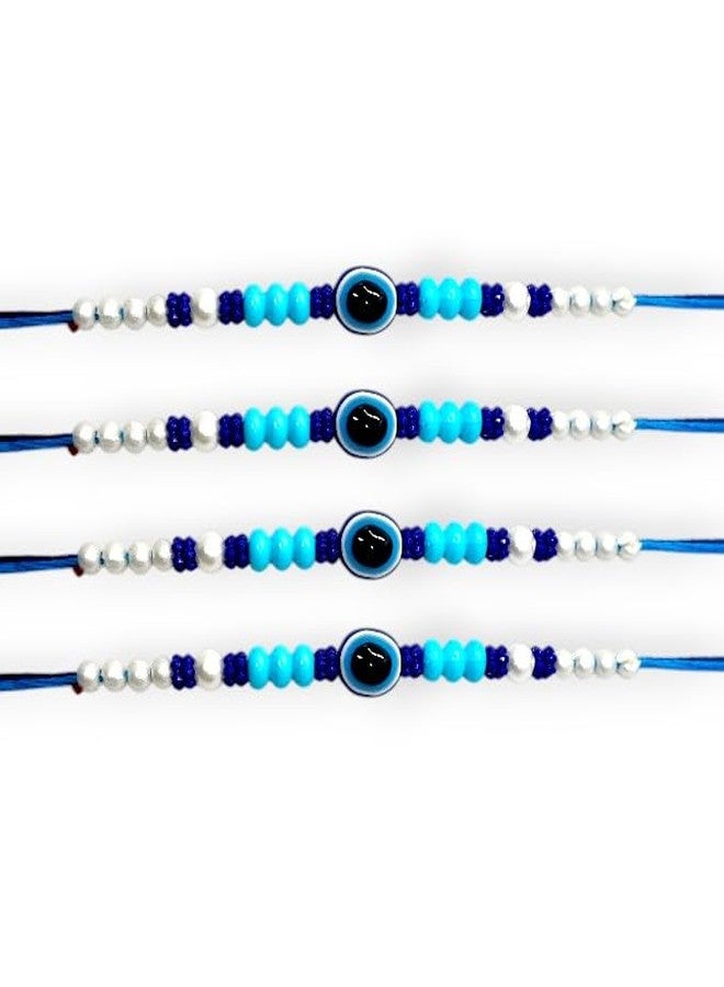 Elleva Bhaiya Bhabhi Evil Eye Rakhi Set for Brother Designer rakhis combo | bracelet rakhi for brother Unisex Adult rakshabandhan combo set of 4 (Pack of 1) (Style (4)) - Image 1
