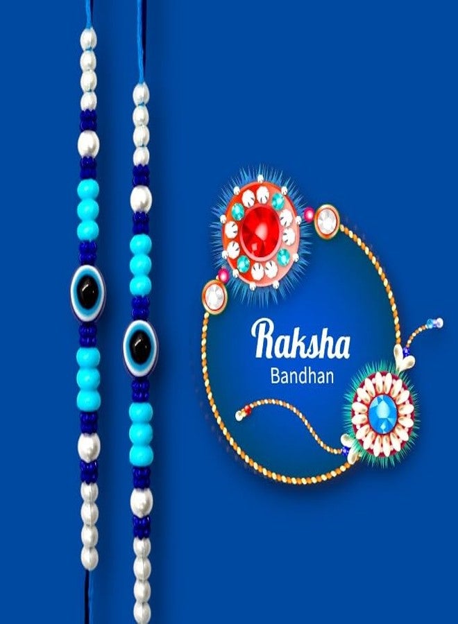 Elleva Bhaiya Bhabhi Evil Eye Rakhi Set for Brother Designer rakhis combo | bracelet rakhi for brother Unisex Adult rakshabandhan combo set of 4 (Pack of 1) (Style (4)) - Image 5