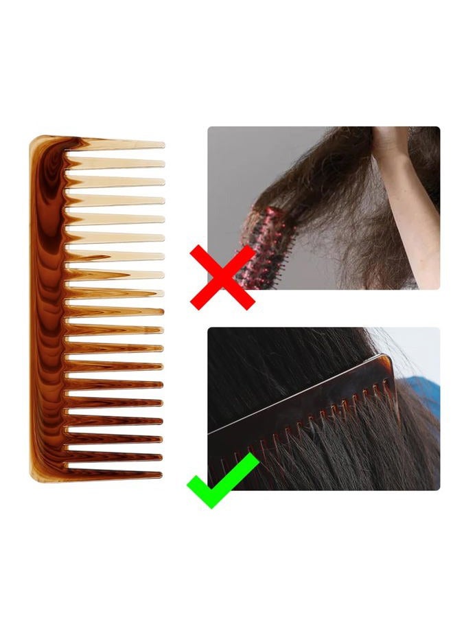 Carede Large Detangling Comb for Curly, Thick Hair - 2PCS Wide Tooth Shower Combs, No Handle, Brown - Image 3