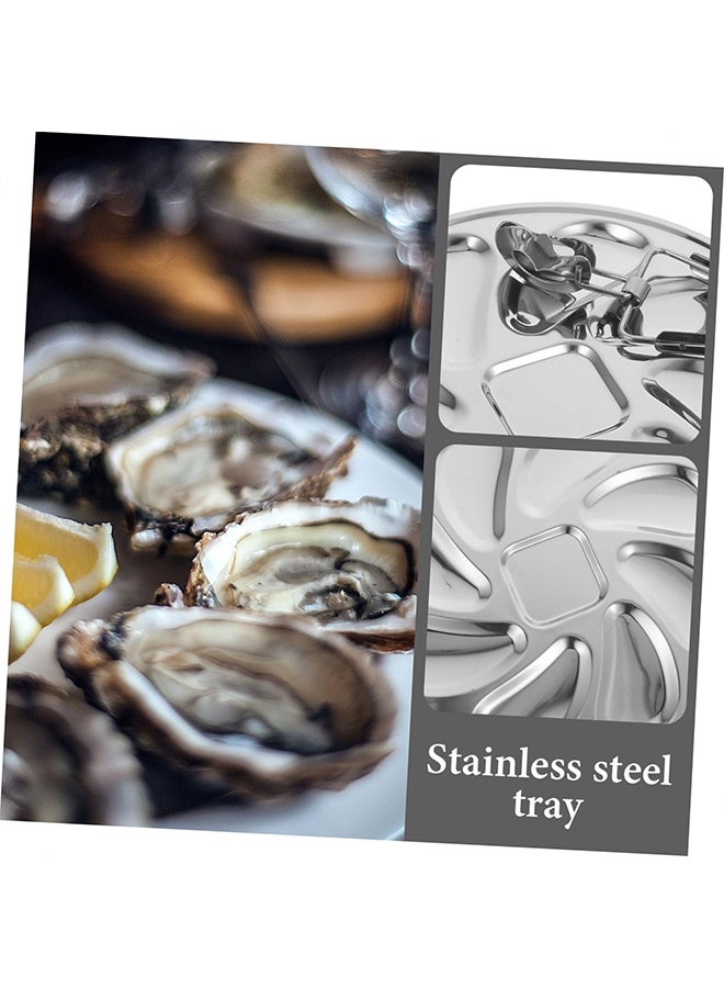 Stainless Steel Oyster Plate Compartment Seafood Serving Platter Clamp - Image 3