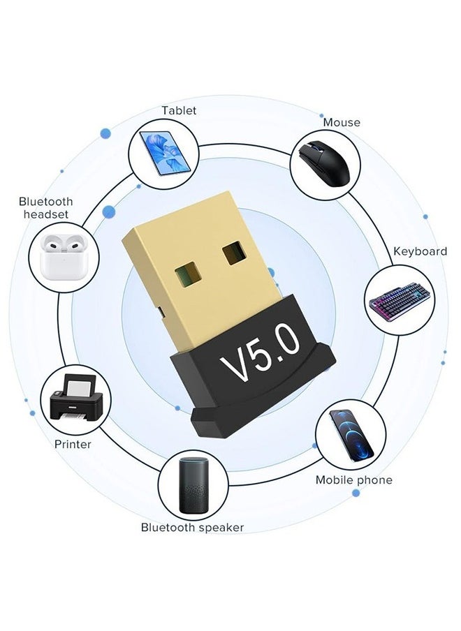 Generic USB Bluetooth Adapter, 5.0 Bluetooth Adapter Receiver Supports Windows 11/10/8.1/7, Suitable For Desktops, Laptops, Mice, Keyboards, Printers, Headphones, Speakers  - Image 2