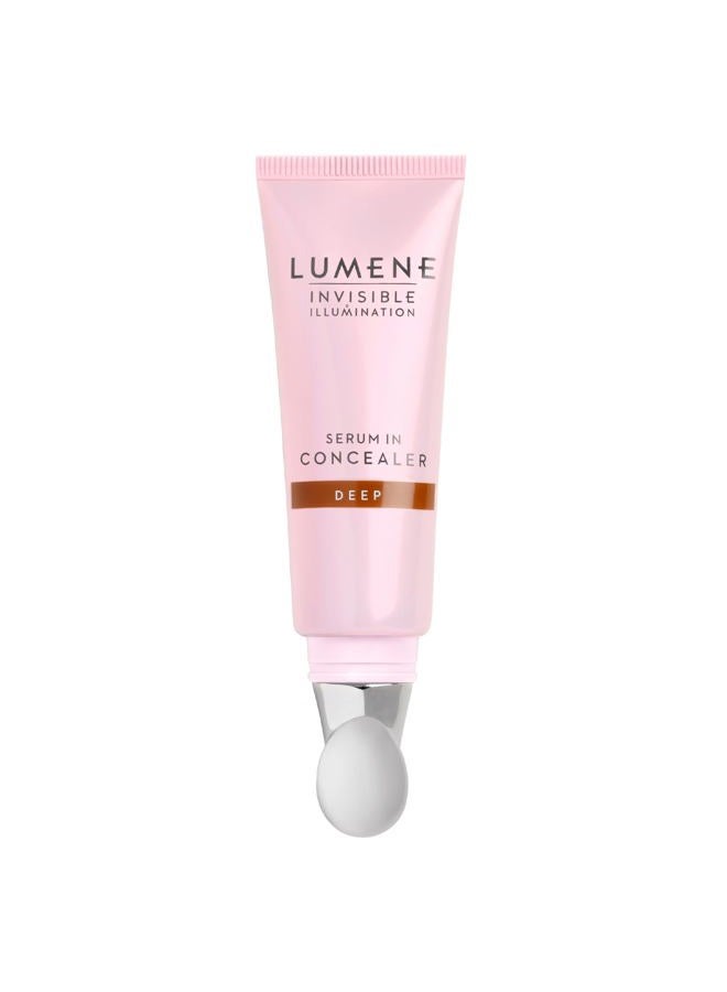 Lumene Invisible Illumination Serum in Concealer - Vitamin E Hydrating Concealer - Lightweight Color Corrector for Dark Circles - Multi-Use Makeup Hybrid - Deep (10ml) - Image 1