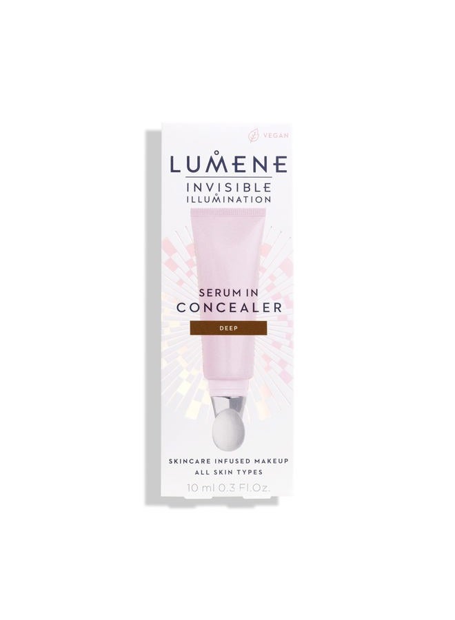 Lumene Invisible Illumination Serum in Concealer - Vitamin E Hydrating Concealer - Lightweight Color Corrector for Dark Circles - Multi-Use Makeup Hybrid - Deep (10ml) - Image 2