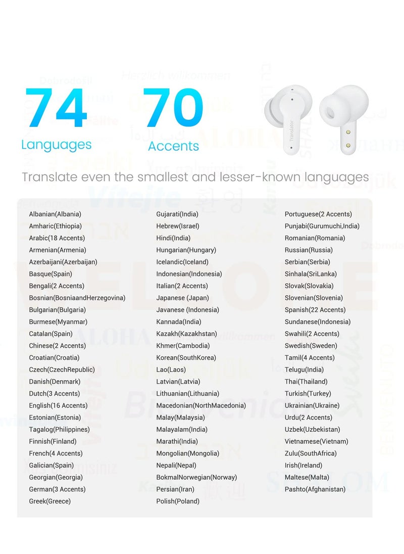 سماعات أذن M3 Translator لترجمة اللغة الصوتية إلى 74 لغة و70 لهجة استجابة سريعة بدقة عالية بنسبة 97% تصميم منزلق مبتكر مثالي للسفر والأعمال والاستخدام اليومي