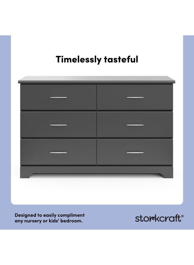 Storkcraft Brookside 6-Drawer Dresser (Gray) – GREENGUARD Gold Certified, Nursery Dresser for Kids Bedroom - Image 2