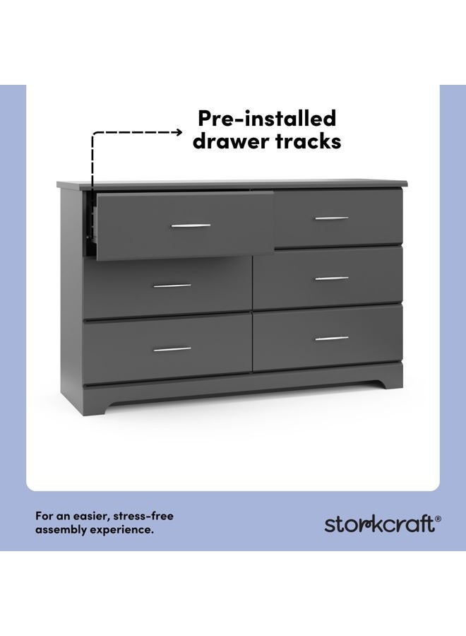 Storkcraft Brookside 6-Drawer Dresser (Gray) – GREENGUARD Gold Certified, Nursery Dresser for Kids Bedroom - Image 3