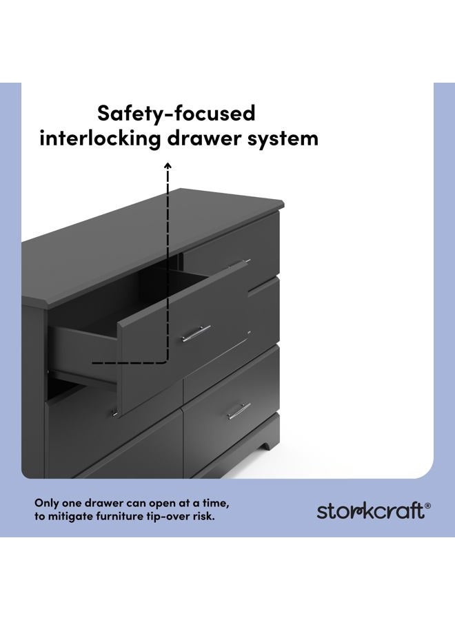 Storkcraft Brookside 6-Drawer Dresser (Gray) – GREENGUARD Gold Certified, Nursery Dresser for Kids Bedroom - Image 4