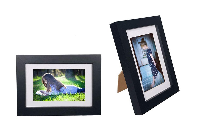 FUNTRESS 4x6 Picture Frame Display 3.5x5.5 Collage for Wall Hanging Family Living Room Wood Photo Frame with Mat (2, 4x6 Black) - Image 1