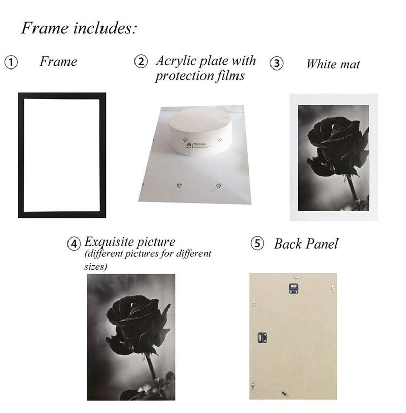 FUNTRESS 4x6 Picture Frame Display 3.5x5.5 Collage for Wall Hanging Family Living Room Wood Photo Frame with Mat (2, 4x6 Black) - Image 2