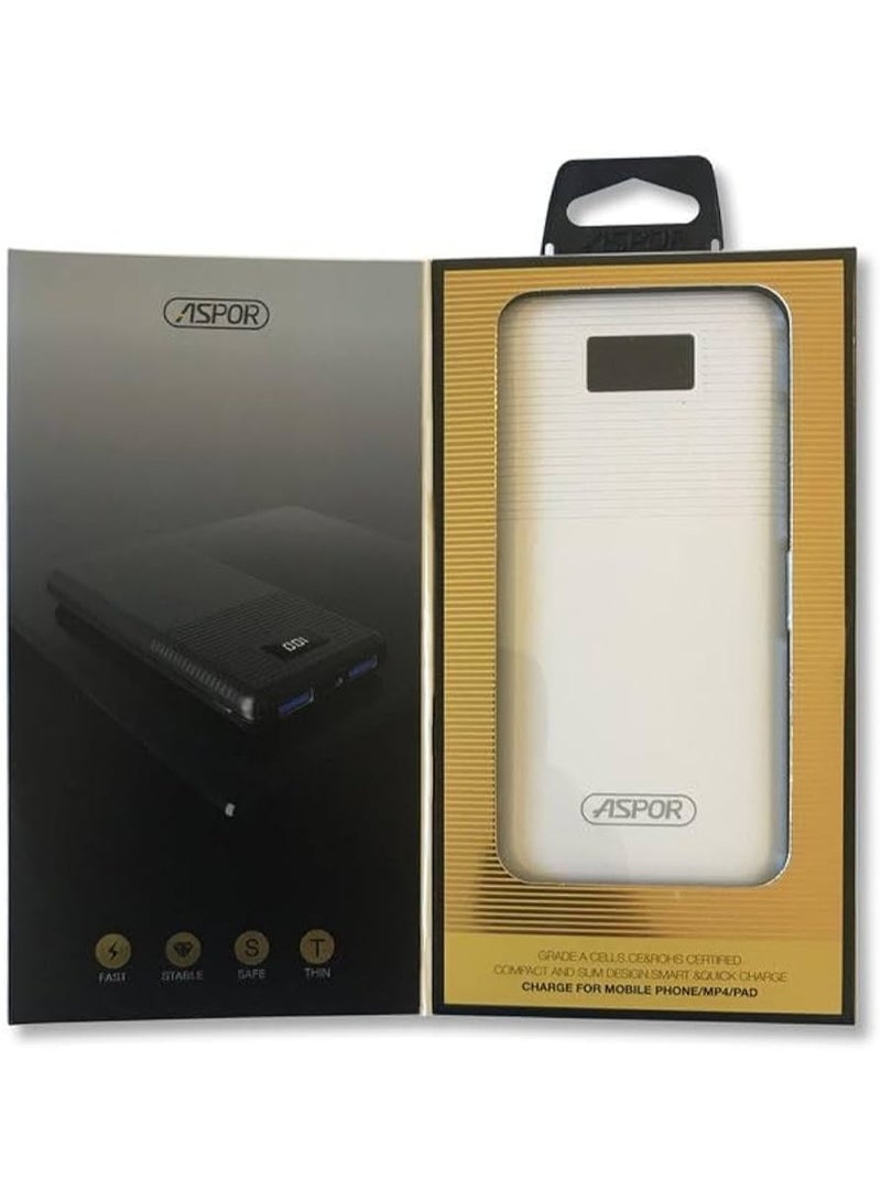 Aspor Aspor A322 Pd Power Bank 10000 Mah With Quick Charge And Digital Led Display - White - Image 4