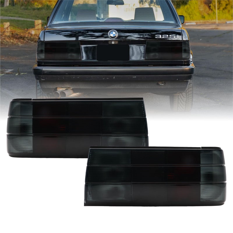 USR Facelift 8791 E30 EURO OE Style Smoked Tinted Tail Light Rear Lamp Set Left Right Compatible with 19871991 BMW E30 Chassis 3 Series 2D Coupe 4D Sedan 90 Convertible