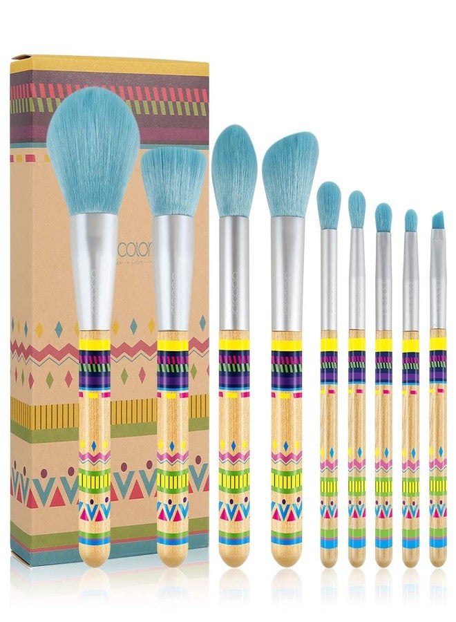 دوكولر مجموعة فرش مكياج دوكولور، 9 قطع، فرش مكياج بامبو بنمط بوهو، مجموعة فرش مكياج صناعية احترافية مع فرش للوجه، كريم أساس، بودرة دمج، ظلال عيون، وفرش كابوكي. - Image 1