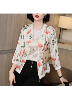 Generic 2024 Summer New Large Size Loose Fit Jacket Cardigan Top Short Jacket Trendy Printing Sun Protection Baseball Uniform For Women 3059# 