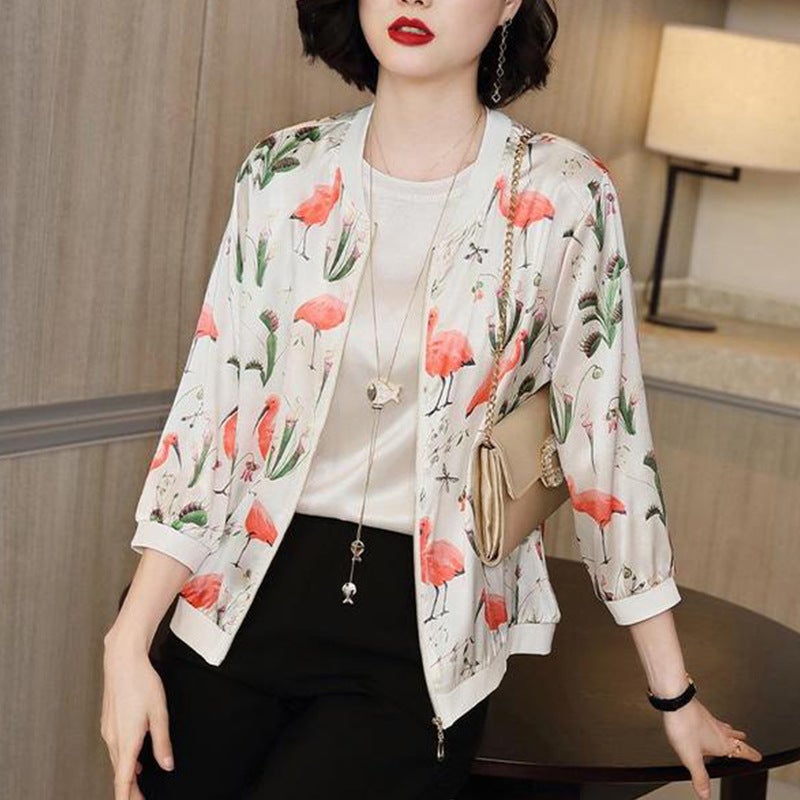 2024 Summer New Large Size Loose Fit Jacket Cardigan Top Short Jacket Trendy Printing Sun Protection Baseball Uniform For Women 3059# 