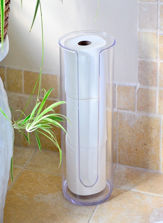 Youngever Plastic Toilet Paper Holder Stand, Clear Toilet Tissue Rolls Holder, Compact Toilet Tissue Rolls Organizer - Image 3