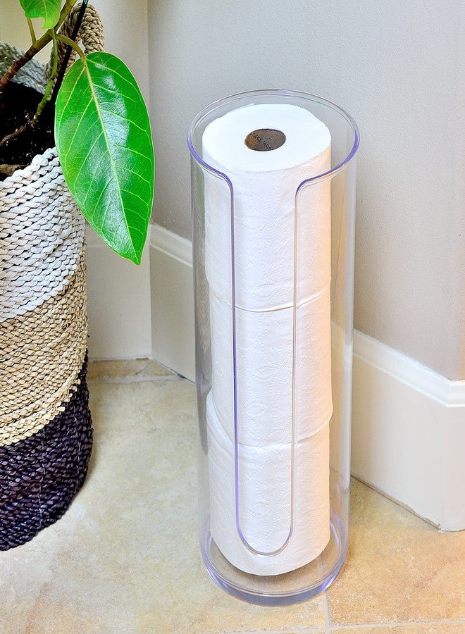 Youngever Plastic Toilet Paper Holder Stand, Clear Toilet Tissue Rolls Holder, Compact Toilet Tissue Rolls Organizer - Image 4