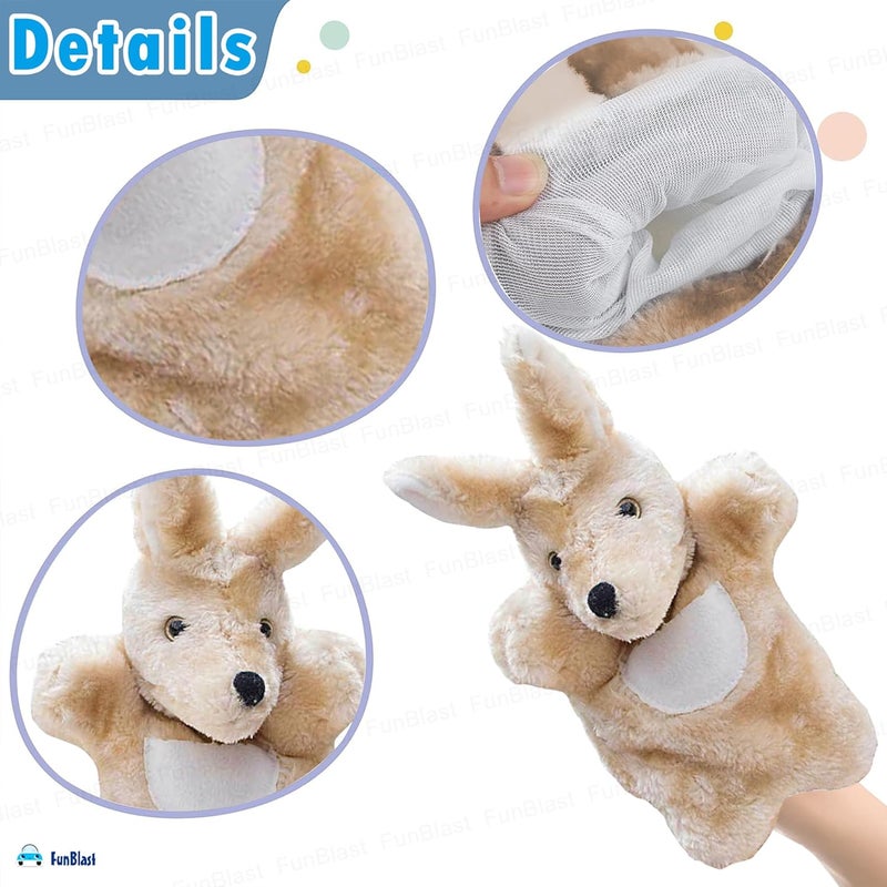 FunBlast دمى اليد للأطفال - دمى حيوانات محشوة - دمى قصصية ناعمة للأولاد والبنات، ألعاب تعليمية ممتعة للأطفال الصغار والأطفال (كنغر) - Image 4