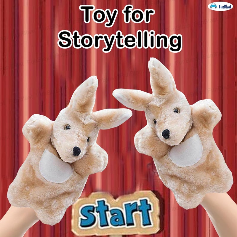 FunBlast دمى اليد للأطفال - دمى حيوانات محشوة - دمى قصصية ناعمة للأولاد والبنات، ألعاب تعليمية ممتعة للأطفال الصغار والأطفال (كنغر) - Image 5