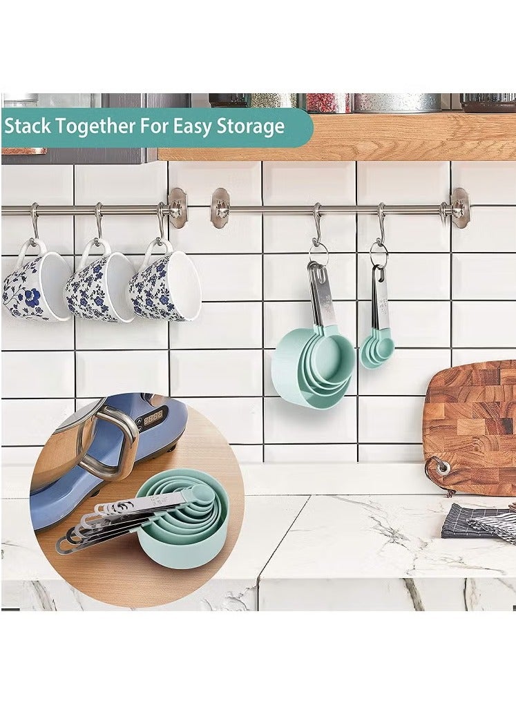 Hoasis Measuring Cups and Spoons Set of 8 Pieces，Nesting Measure Cups with Stainless Steel Handle，for Dry and Liquid Ingredient （lake blue） - Image 5