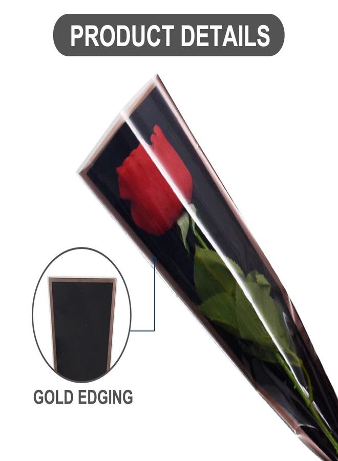 بيشيدا 50 قطعة أكياس تغليف زهور بلاستيكية أحادية الوردة، أكمام زهور من السيلوفان لمستلزمات باقات الزهور، عيد الأم وعيد الحب (أسود وشامبانيا) - Image 3