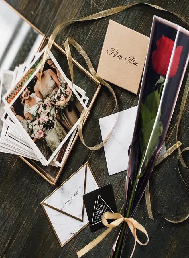 بيشيدا 50 قطعة أكياس تغليف زهور بلاستيكية أحادية الوردة، أكمام زهور من السيلوفان لمستلزمات باقات الزهور، عيد الأم وعيد الحب (أسود وشامبانيا) - Image 4