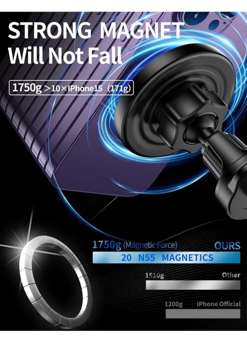 X-level Magnetic Wireless Car Charger, 3 in 1 [LED RGB HandsFree] Fast Charging Car MagSafe Charger for iPhone 16 Pro Max /15/14 Series, Gift for Men Women 360 Degree Rotation Black - Image 5