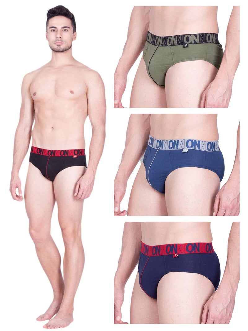 ONN Men's Cotton Brief (Pack of 4) (Colors May Vary) (8904209863867 252_Assorted_L_4PC) - Image 1