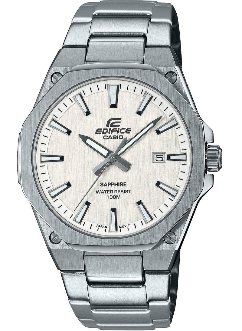 CASIO ساعة Edifice كوارتز بمينا بيضاء من الفولاذ المقاوم للصدأ للرجال EFR-S108D-7AVUDF - Image 1