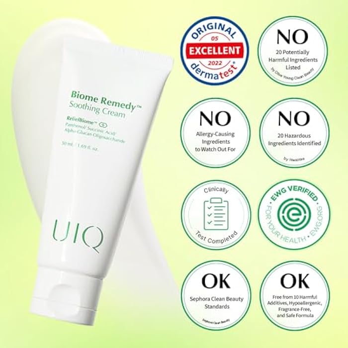 UIQ Biome Remedy Soothing Cream, Instant Soothing, Nourishing, Hydrating, Panthenol, Non Comedogenic, Hydrating daily facial moisturizer, Korean skincare 1.69 fl. oz. (50ml) - Image 2