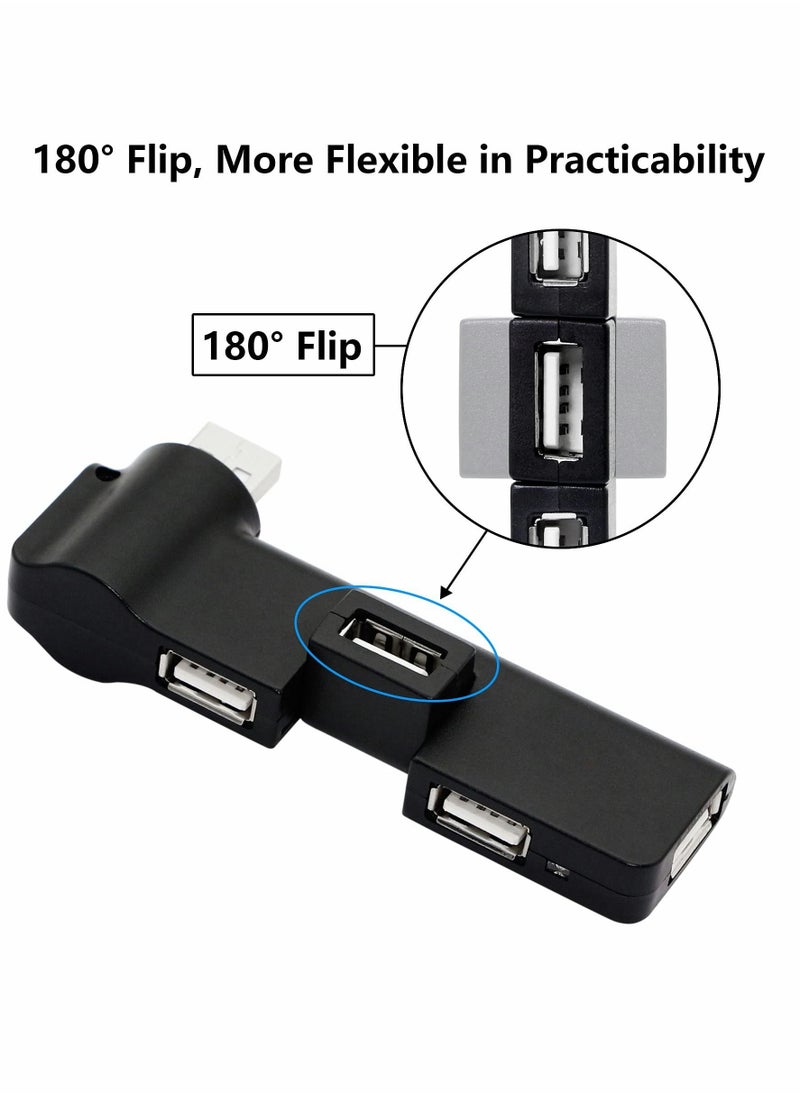 Y&D 4 Port USB 2.0 Hub, 90° 180° Degree rotatable Expansion allocator for PC Laptop Keyboard Mouse Hard Drives and Other Adapter(Black)  - Image 3