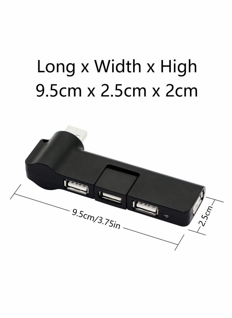 Y&D - 4 Port USB 2.0 Hub, 90° 180° Degree rotatable Expansion allocator for PC Laptop Keyboard Mouse Hard Drives and Other Adapter(Black) - Image 1