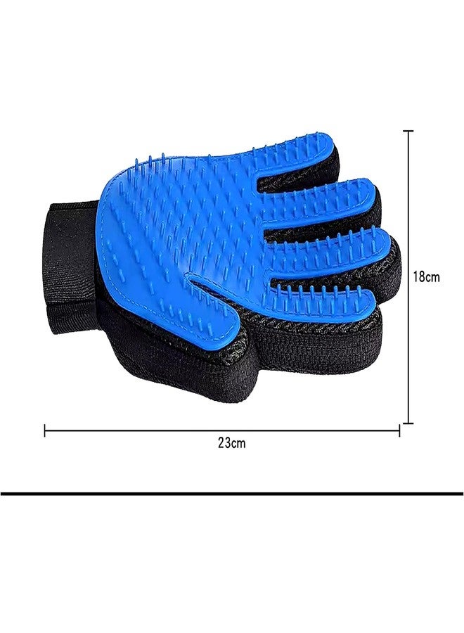 Pet Grooming Gloves - Deshedding & Bath Brush Gloves for Dogs, Cats & Horses, Gentle Hair Remover & Massage Mitt (Blue) - Image 4