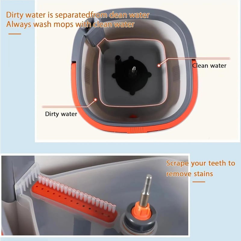 MAPPLE CREATION Microfiber Spin Mop Bucket Floor Cleaning SystemFloor Cleaning Tool Bucket with Wheels Easy Wring Dryer Stainless Handle Decoration - Image 4