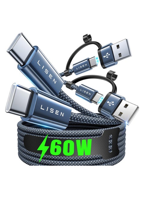 LISEN 60W USB C to USB C Cable 2 Mtr 2Pack for iPhone 16 Type C Charger Fast Charging USB C Type C Charger Cable Fast Charging Cable for iPhone 16 Plus Pro Max iWatch 10 AirPods 4 MacBook iPad Pro