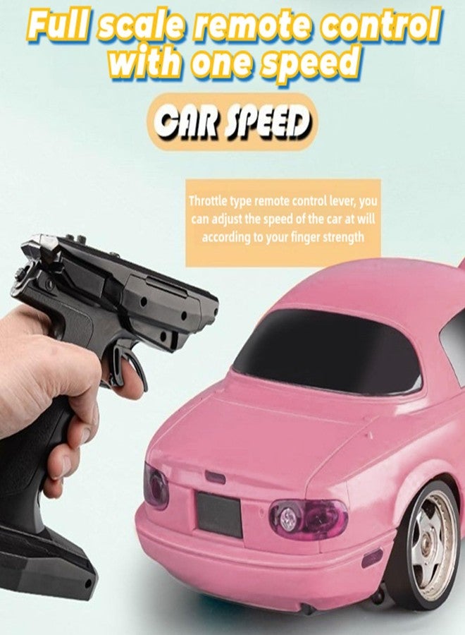 FLYCOLOR LD1804 RC Drift Car 1:18 Scale Mini MX-5 RWD 2.4GHz Miata RC Vehicles with Gyro and LED Lights for Adults Hobby Toys (Pink) - Image 4